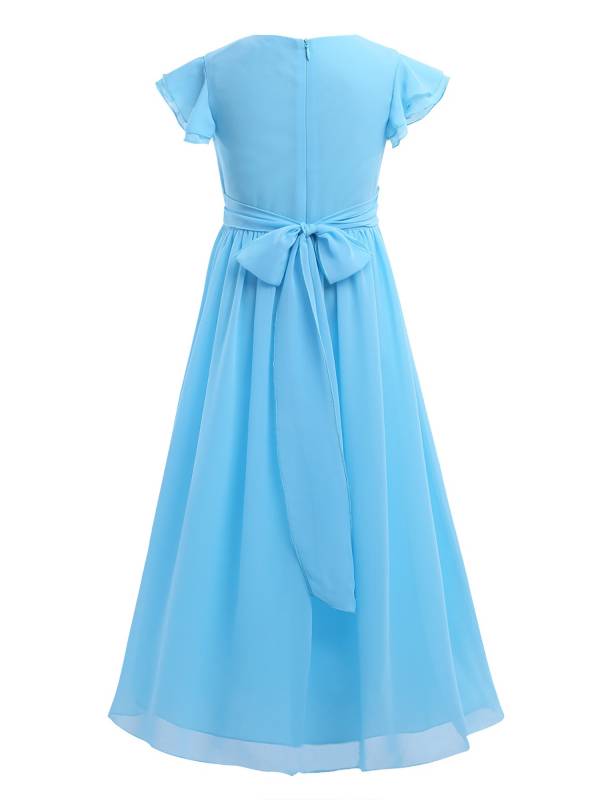 Toddler/Kids Girls Flutter Sleeves Chiffon Maxi Dress thumb