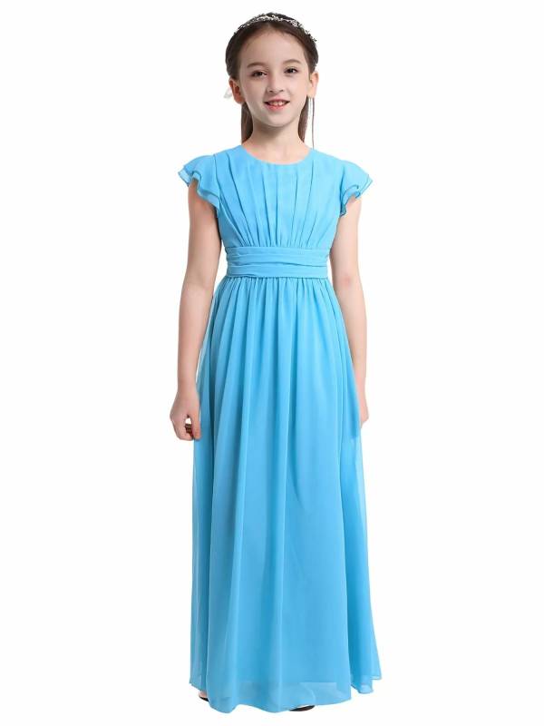 Toddler/Kids Girls Flutter Sleeves Chiffon Maxi Dress thumb