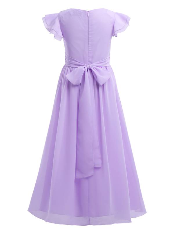 Toddler/Kids Girls Flutter Sleeves Chiffon Maxi Dress thumb