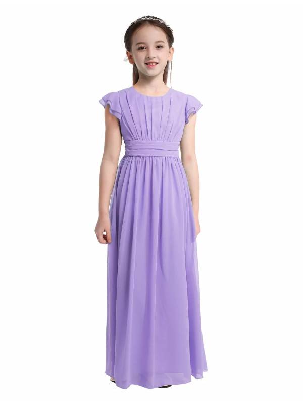 Toddler/Kids Girls Flutter Sleeves Chiffon Maxi Dress thumb