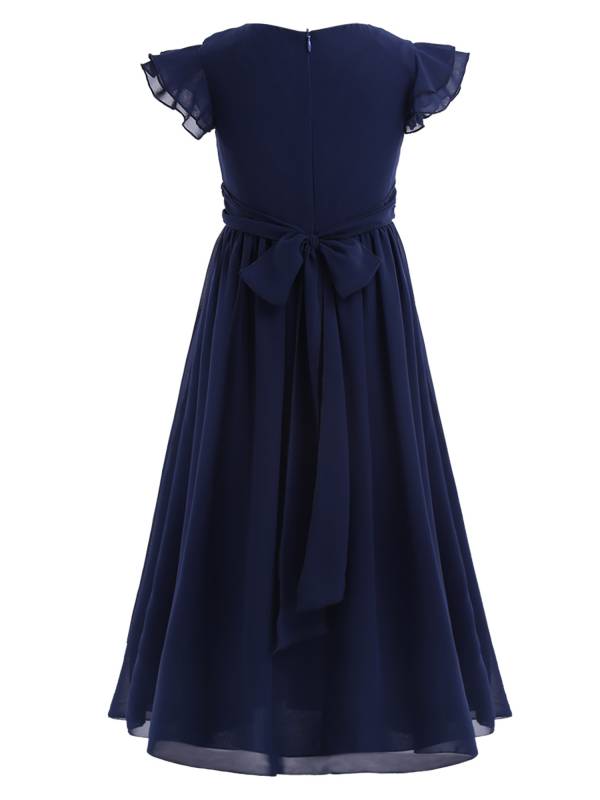 Toddler/Kids Girls Flutter Sleeves Chiffon Maxi Dress thumb