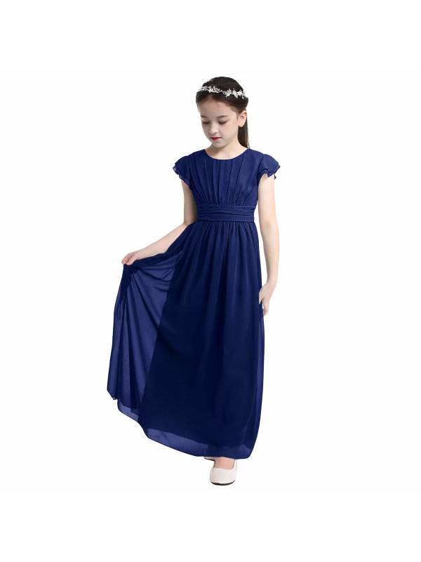 Toddler/Kids Girls Flutter Sleeves Chiffon Maxi Dress thumb