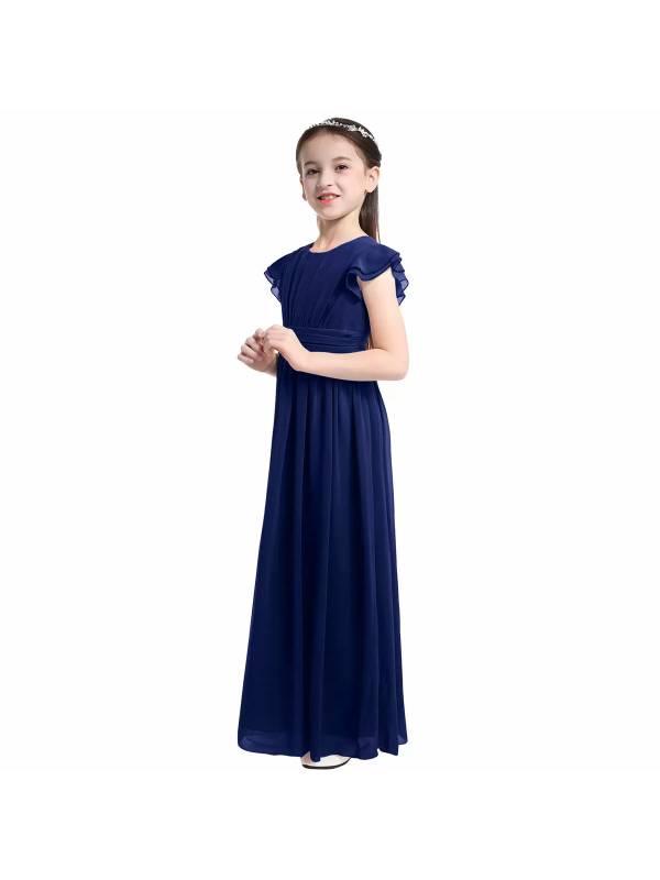 Toddler/Kids Girls Flutter Sleeves Chiffon Maxi Dress thumb