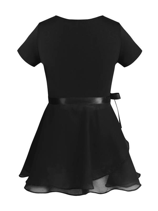 Girls 2pcs Cotton Short Sleeves Ballet Dance Leotard with Skirt Set thumb
