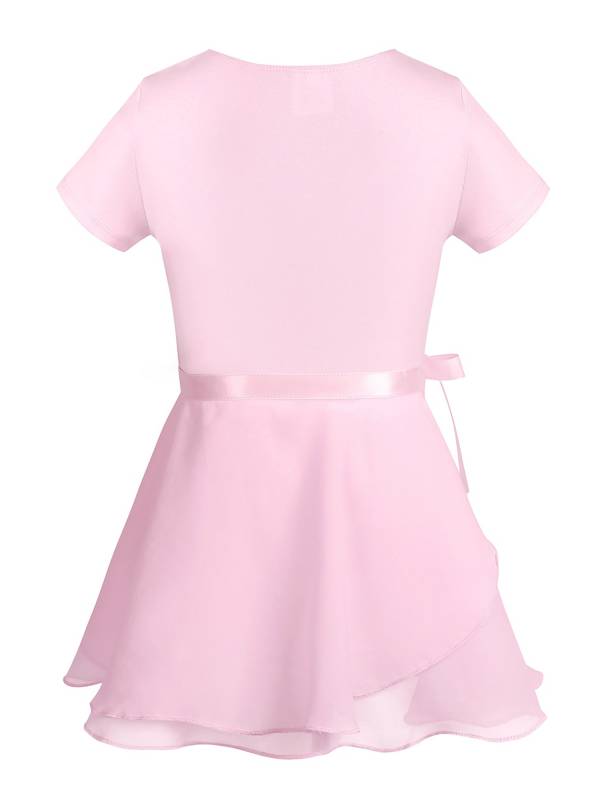 Girls 2pcs Cotton Short Sleeves Ballet Dance Leotard with Skirt Set thumb