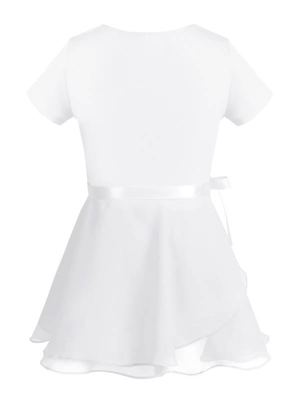 Girls 2pcs Cotton Short Sleeves Ballet Dance Leotard with Skirt Set thumb