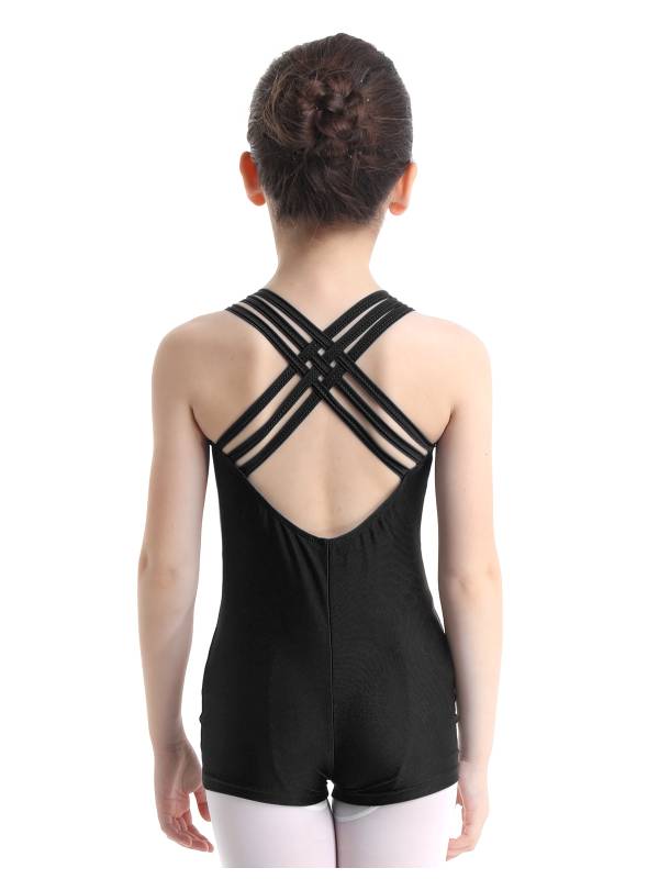 Kids Girls Sleeveless Criss Cross Gymnastics Leotard thumb