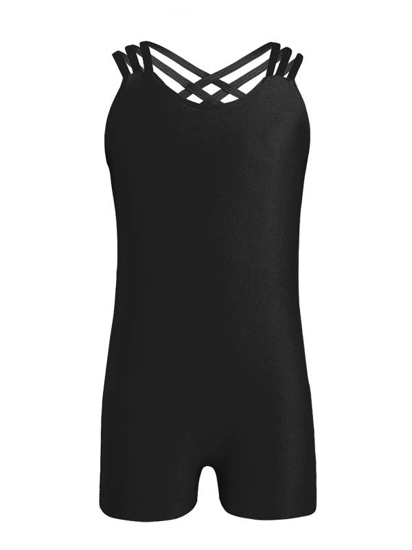 Kids Girls Sleeveless Criss Cross Gymnastics Leotard thumb
