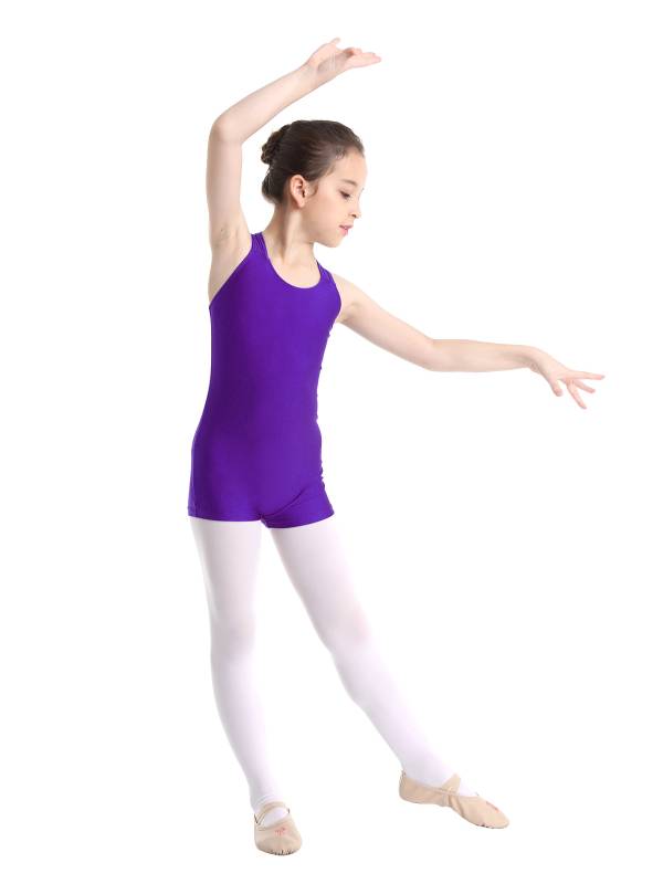 Kids Girls Sleeveless Criss Cross Gymnastics Leotard thumb