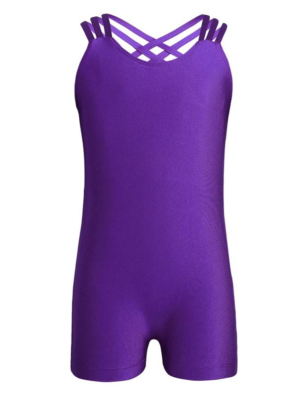 Kids Girls Sleeveless Criss Cross Gymnastics Leotard thumb