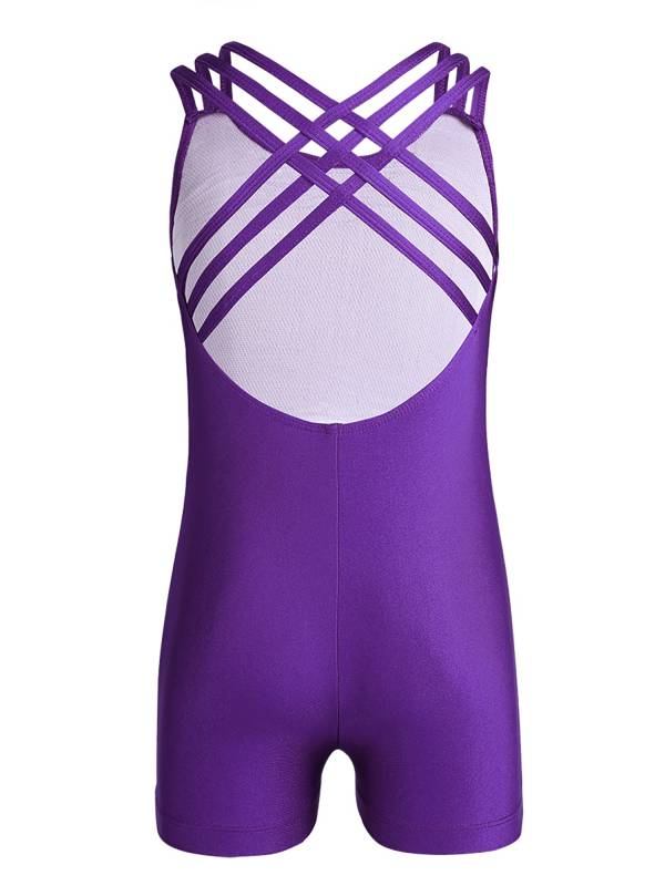 Kids Girls Sleeveless Criss Cross Gymnastics Leotard thumb