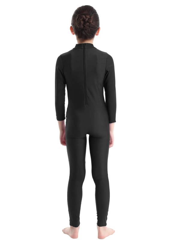 Kids Girls Long Sleeves Zippered Dancewear Gymnastics Unitard thumb