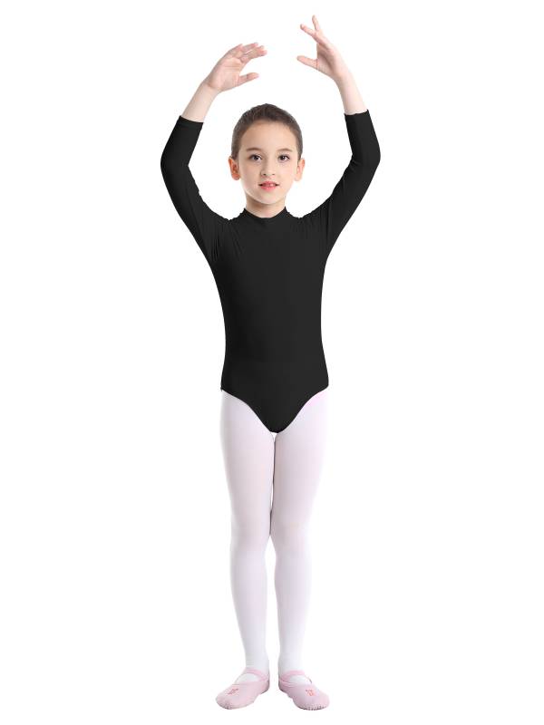 Kids Girls Long Sleeves Mock Neck Dance Leotard for Ballet Gymnastics thumb