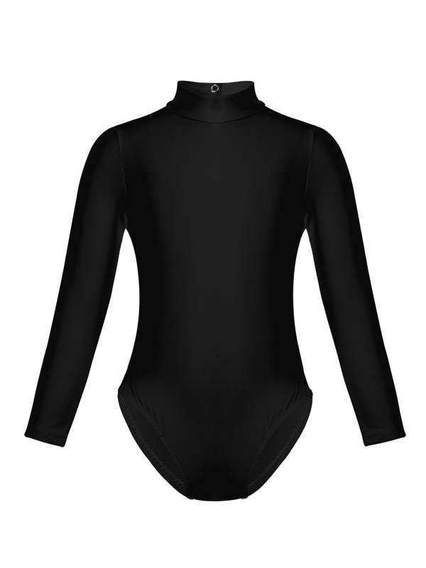 Kids Girls Long Sleeves Mock Neck Dance Leotard for Ballet Gymnastics thumb