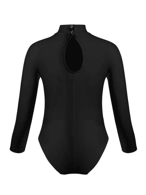 Kids Girls Long Sleeves Mock Neck Dance Leotard for Ballet Gymnastics thumb