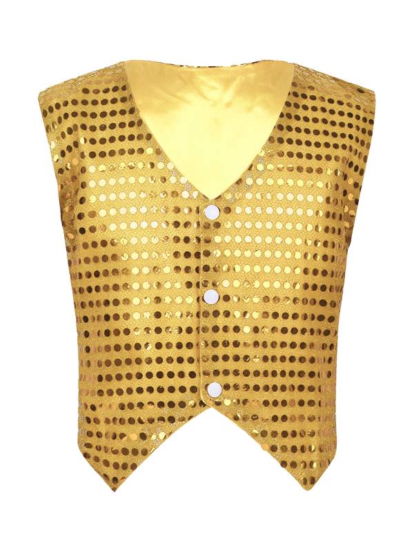 Kids Boys Glittery Sequin Jazz Dance Vest Waistcoat thumb