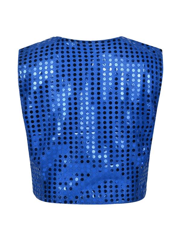 Kids Boys Glittery Sequin Jazz Dance Vest Waistcoat thumb