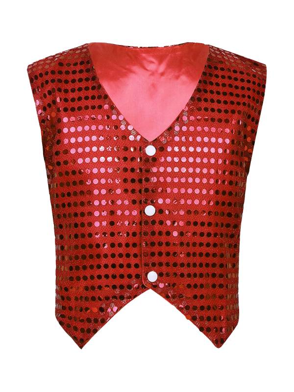 Kids Boys Glittery Sequin Jazz Dance Vest Waistcoat thumb