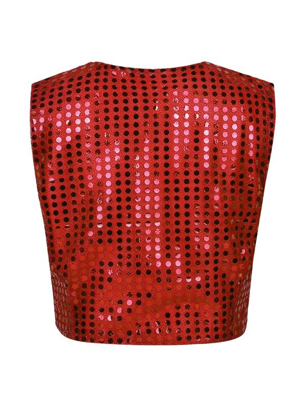 Kids Boys Glittery Sequin Jazz Dance Vest Waistcoat thumb