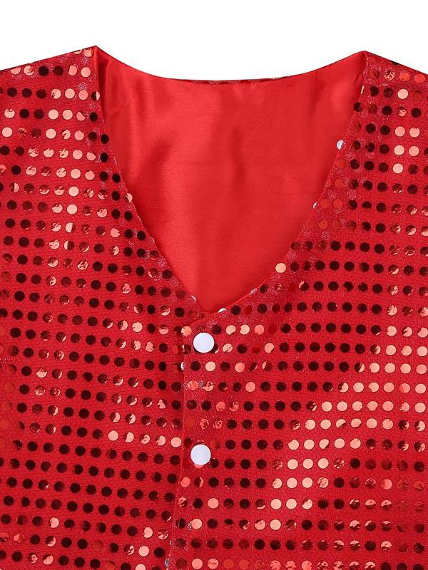 Kids Boys Glittery Sequin Jazz Dance Vest Waistcoat thumb