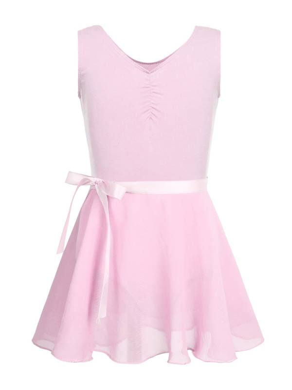 Kids Girls 2pcs Cotton Ballet Dance Leotard and Chiffon Skirt Set thumb