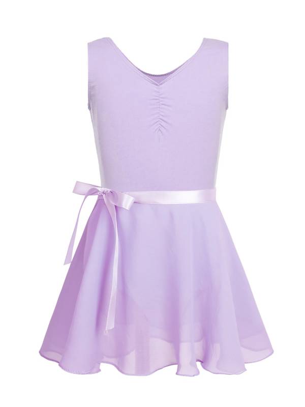 Kids Girls 2pcs Cotton Ballet Dance Leotard and Chiffon Skirt Set thumb