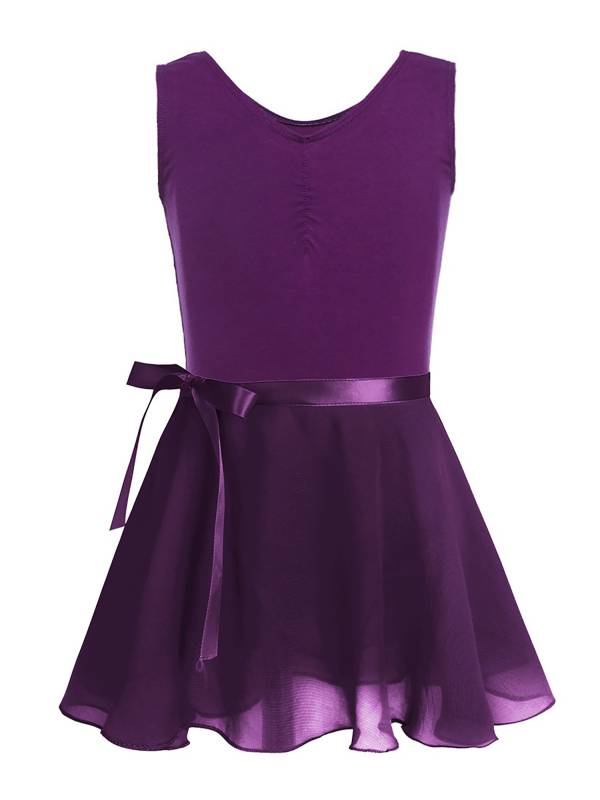 Kids Girls 2pcs Cotton Ballet Dance Leotard and Chiffon Skirt Set thumb