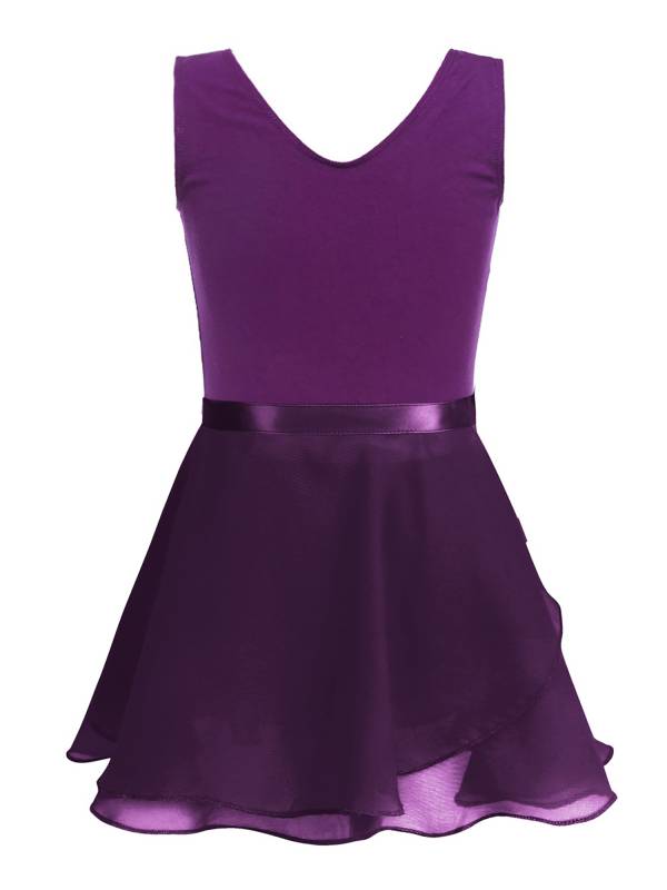 Kids Girls 2pcs Cotton Ballet Dance Leotard and Chiffon Skirt Set thumb