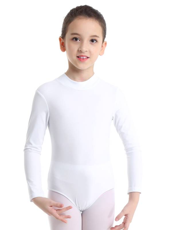Kids Girls Long Sleeves Mock Neck Dance Leotard for Ballet Gymnastics thumb