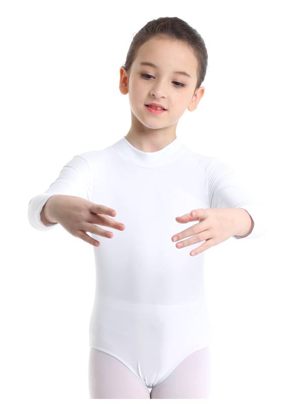 Kids Girls Long Sleeves Mock Neck Dance Leotard for Ballet Gymnastics thumb