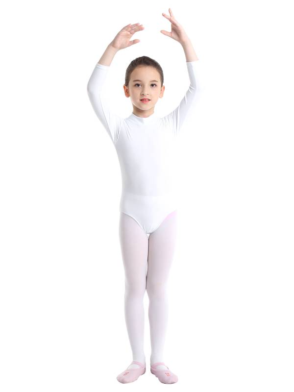 Kids Girls Long Sleeves Mock Neck Dance Leotard for Ballet Gymnastics thumb