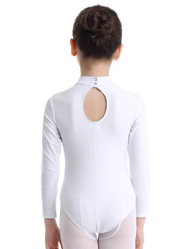 Kids Girls Long Sleeves Mock Neck Dance Leotard for Ballet Gymnastics thumb