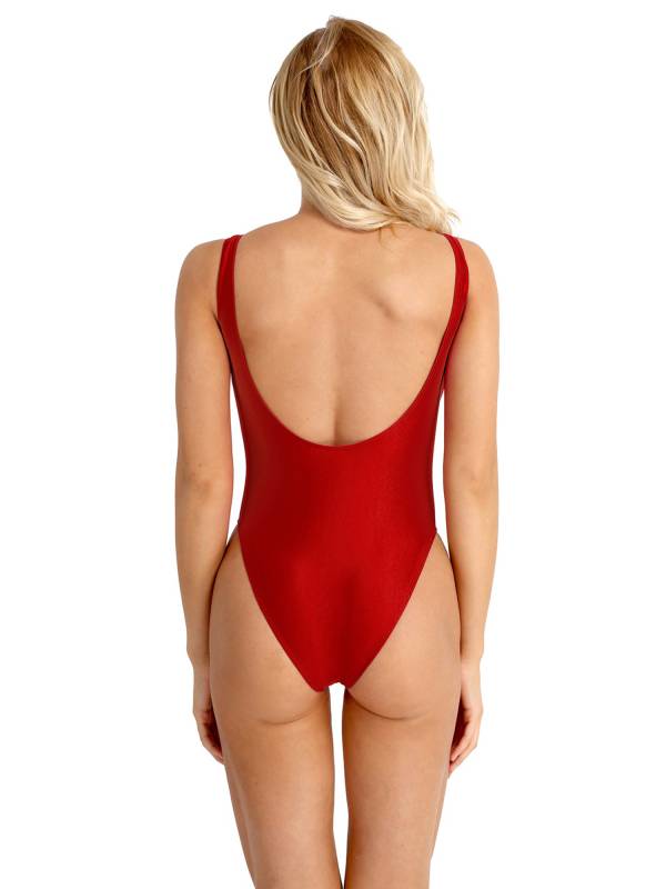 Women Sleeveless Bodysuit High Cut Low Back Solid One-piece Swimsuits thumb