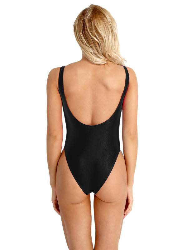 Women Sleeveless Bodysuit High Cut Low Back Solid One-piece Swimsuits thumb