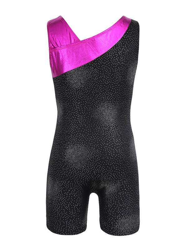 Kids Girls Sleeveless Glittery Gymnastics Unitard thumb