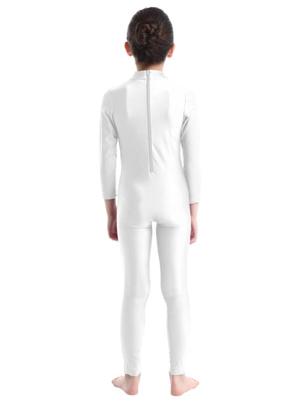 Kids Girls Long Sleeves Zippered Dancewear Gymnastics Unitard thumb