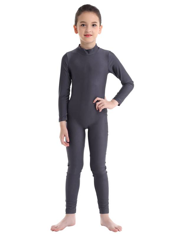 Kids Girls Long Sleeves Zippered Dancewear Gymnastics Unitard thumb