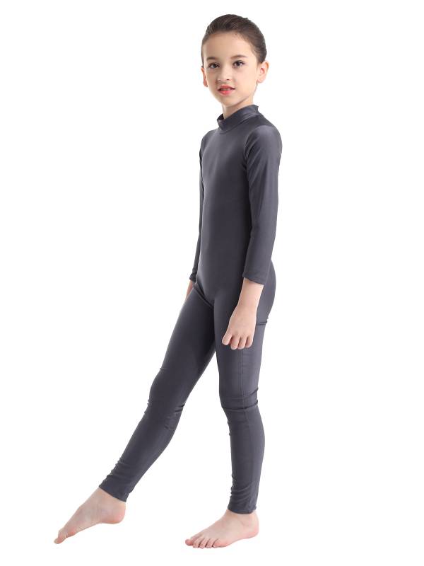 Kids Girls Long Sleeves Zippered Dancewear Gymnastics Unitard thumb