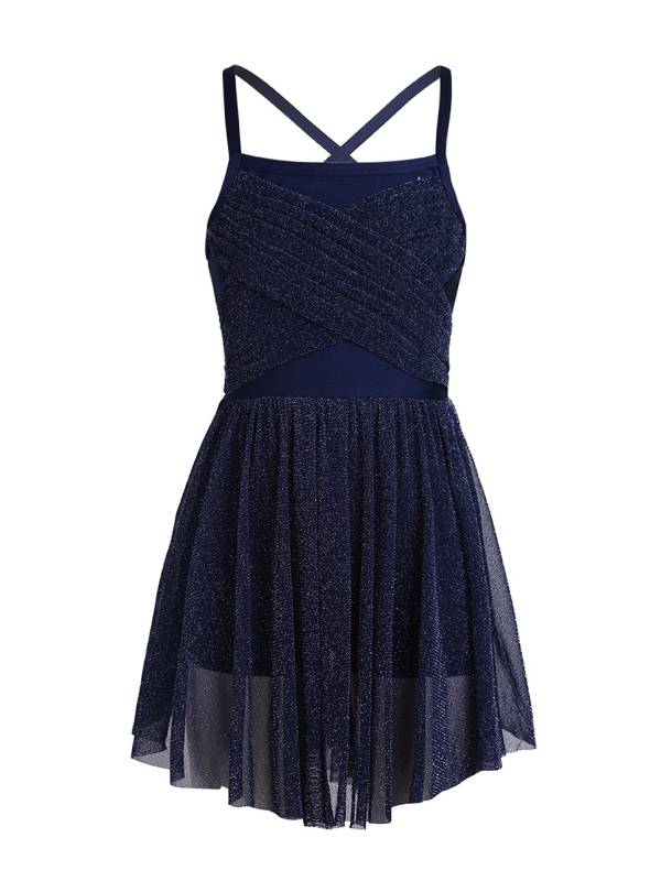 Kids Girls Glittery Mesh Lyrical Dance Gymnastics Leotard Dress thumb