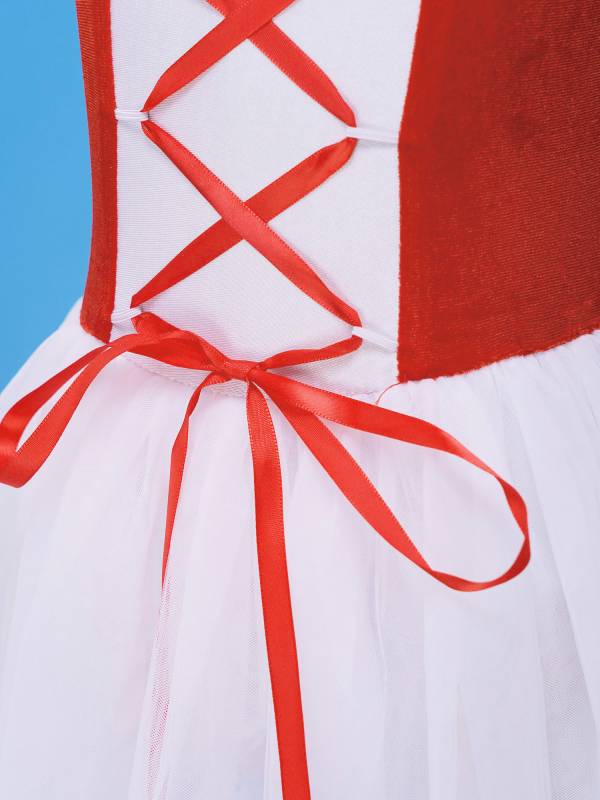 Kids Girls Bubble Sleeves Velvet Mesh Ballet Dance Leotard Dress thumb