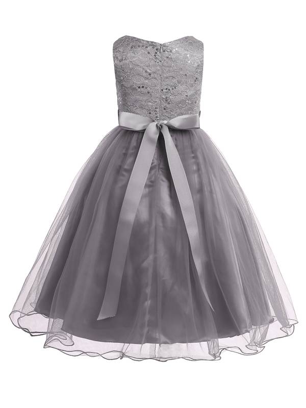 Toddler/Kids Girls Sequined Lace Mesh Flower Girl Dress thumb
