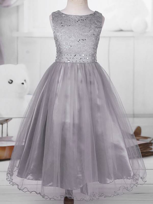Toddler/Kids Girls Sequined Lace Mesh Flower Girl Dress thumb