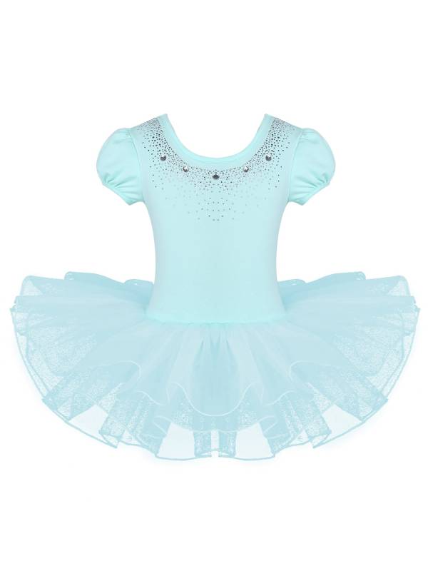 Toddler Girls Short Sleeves Rhinestones Ballet Dance Tutu Dress thumb