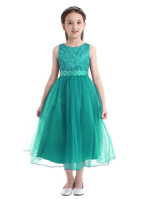 Toddler/Kids Girls Sequined Lace Mesh Flower Girl Dress thumb
