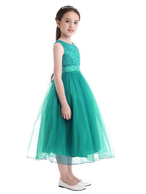 Toddler/Kids Girls Sequined Lace Mesh Flower Girl Dress thumb