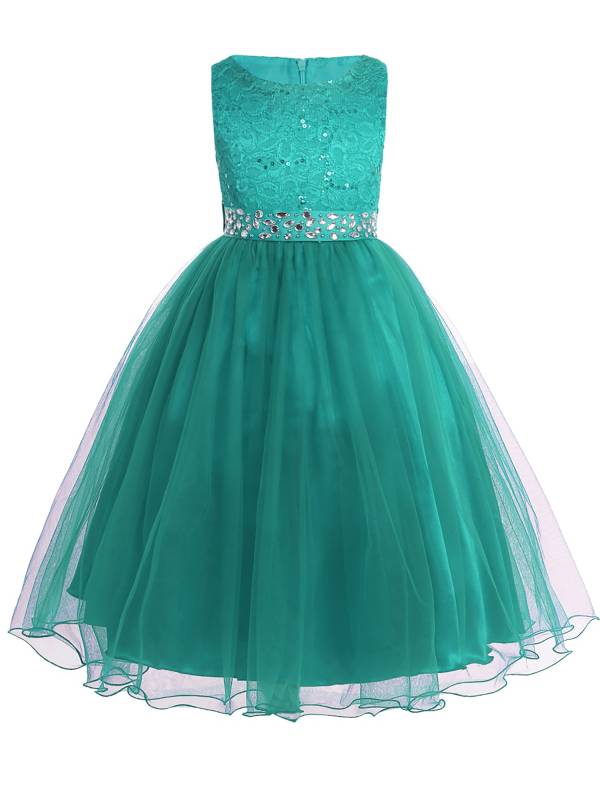 Toddler/Kids Girls Sequined Lace Mesh Flower Girl Dress thumb