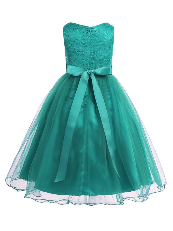 Toddler/Kids Girls Sequined Lace Mesh Flower Girl Dress thumb