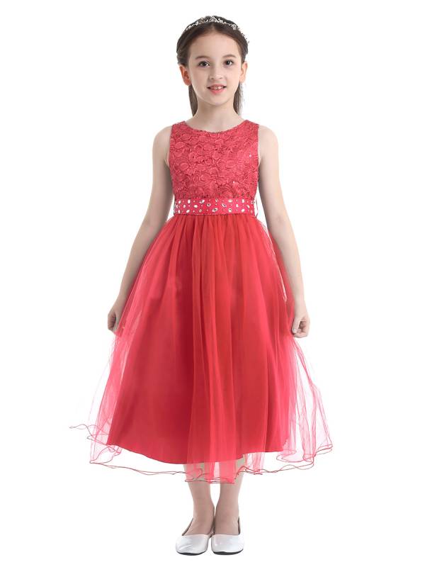 Toddler/Kids Girls Sequined Lace Mesh Flower Girl Dress thumb