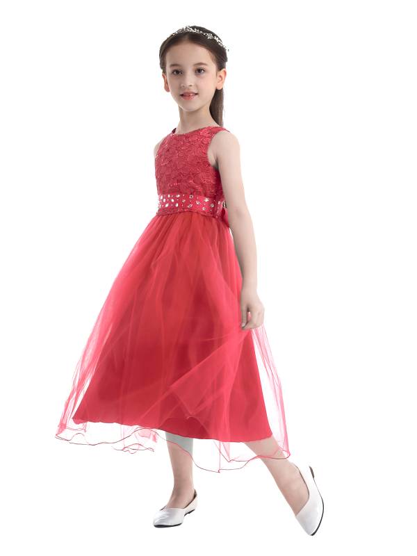 Toddler/Kids Girls Sequined Lace Mesh Flower Girl Dress thumb
