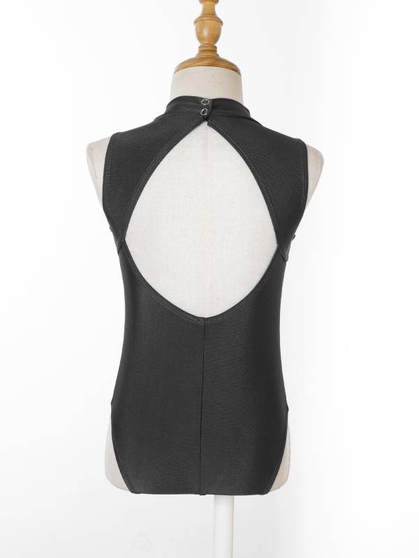 Kids Girls Sleeveless Cutout Back Gymnastics Leotard thumb